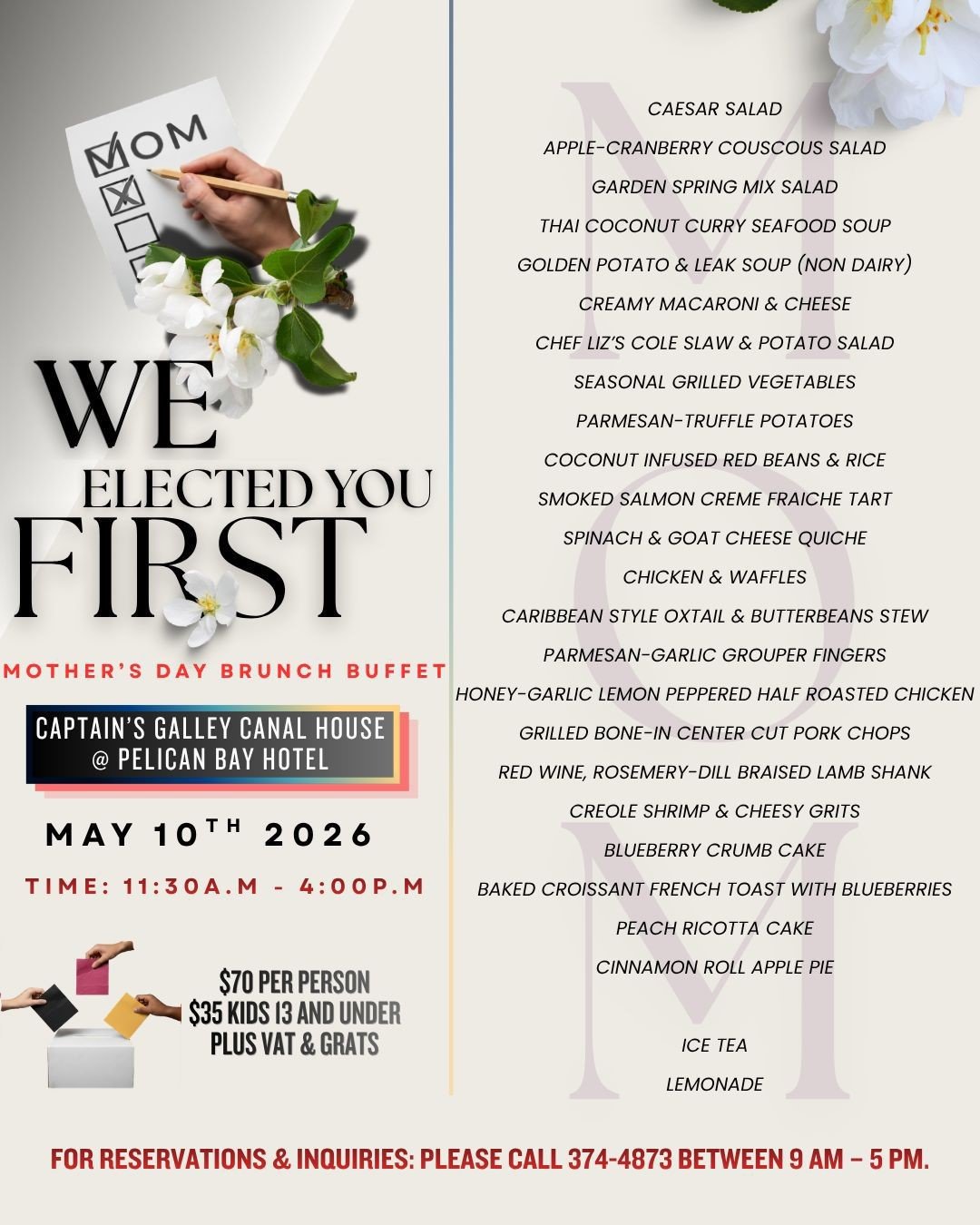 Mother's Day Brunch Buffet - May 10, 2026